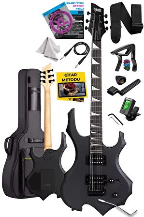 Midex Force Masif Ağaç Üst Seviye Elektro Gitar H-H Profesyonel Full Set Aksesuarlı